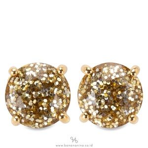 Kate Spade glitter gum drop gold stud earrings